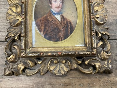 Lot 1157 - Mid 19th century English School portrait on ivory depicting Evan Lloyd, oval, in period frame