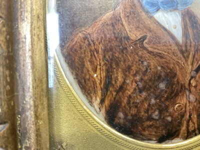 Lot 1157 - Mid 19th century English School portrait on ivory depicting Evan Lloyd, oval, in period frame