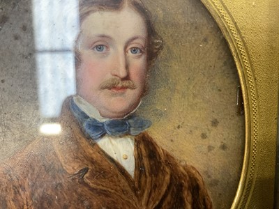 Lot 1157 - Mid 19th century English School portrait on ivory depicting Evan Lloyd, oval, in period frame