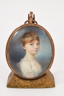 Lot 1158 - William Grimaldi (1751-1830) portrait miniature on ivory of a young girl, inscribed verso