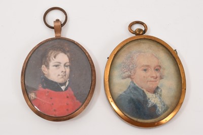 Lot 1160 - English School portrait miniature on ivory of an army officer, and another portrait miniature