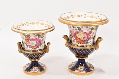 Lot 399 - Two early 19th century English porcelain campana vases