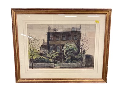 Lot 90 - John W Ward, watercolour of John Speke’s house, Hammersmith Road, signed and dated 1951