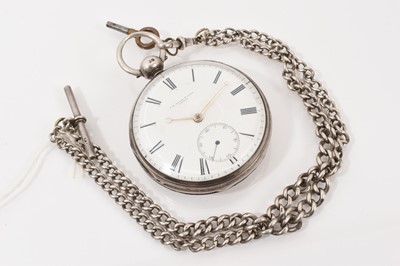 Lot 815 - Early Victorian gentlemen's silver pocket watch on a silver watch chain