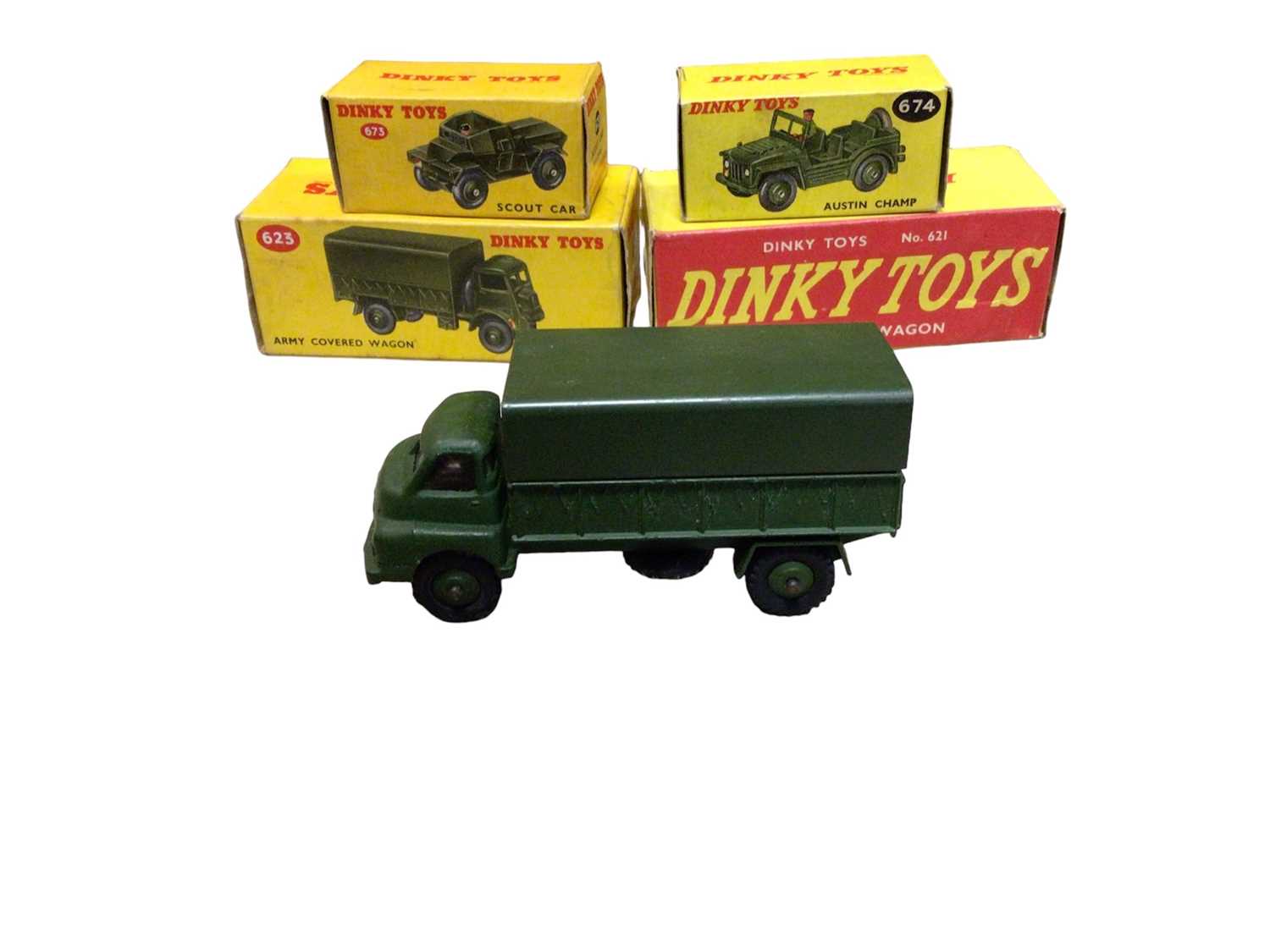 A small collection of Dinky Toys army, farm, public transport and