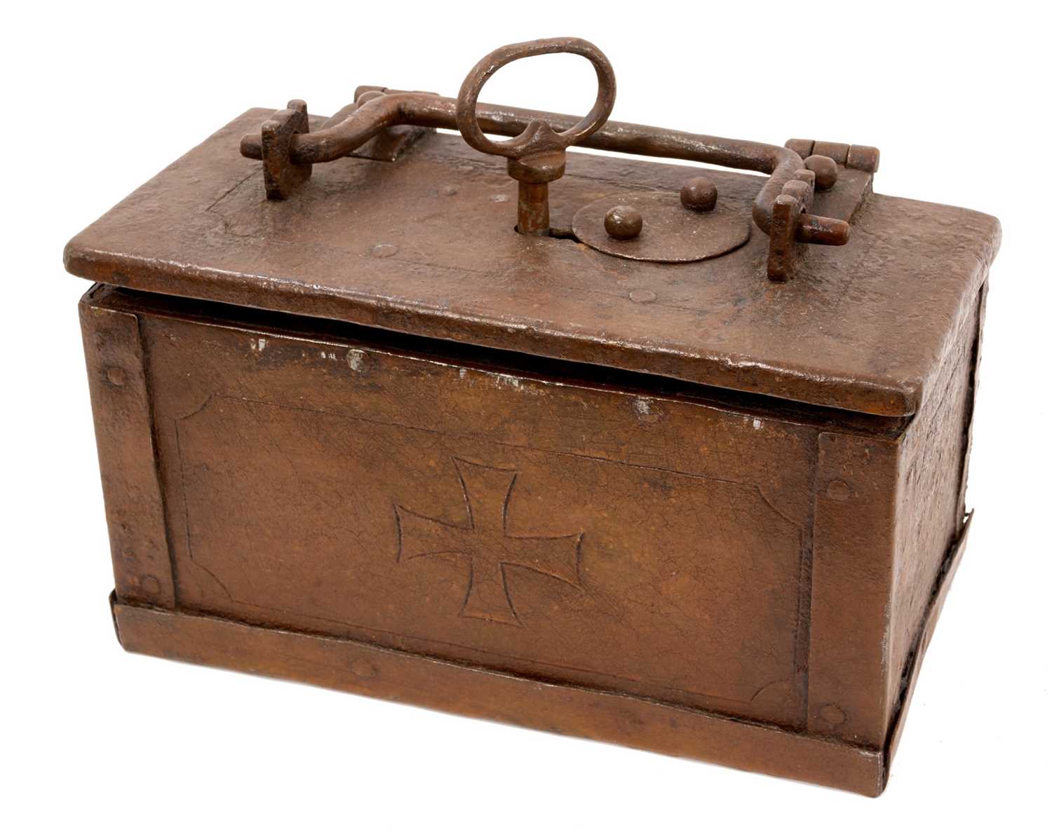 Lot 18th century iron strong box