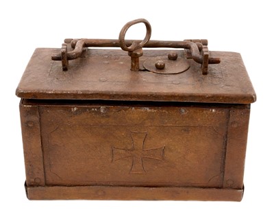 Lot 18th century iron strong box