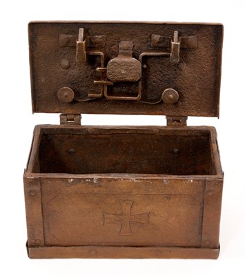 Lot 18th century iron strong box