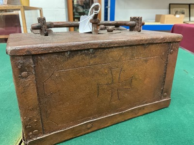 Lot 969 - 18th century iron strong box