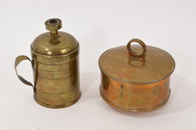 Lot George III brass wax Jack and a brass tinder box