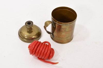 Lot George III brass wax Jack and a brass tinder box