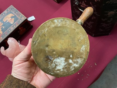 Lot 983 - 18th century sheet brass combination tinderbox / candlestick