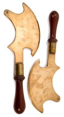 Lot Pair of late 19th century brass and fruitwood cleavers