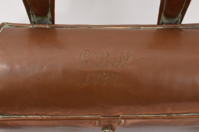 Lot Unusual George III copper mural candle box, dated 1797