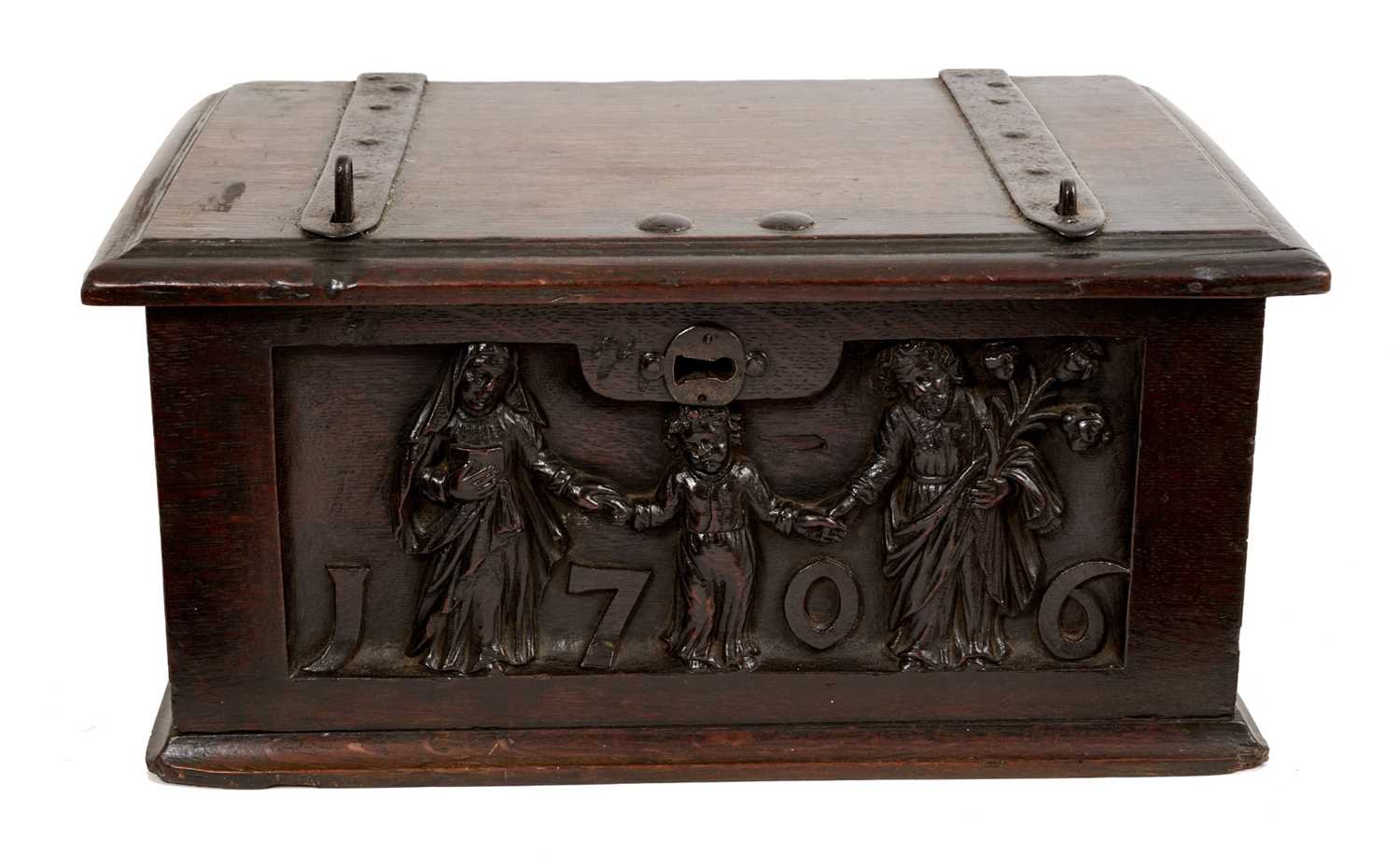 Lot Early 18th century continental oak strongbox