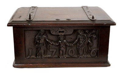 Lot 1000 - Early 18th century continental oak strongbox