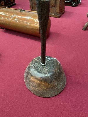 Lot 978 - Good 18th century wrought iron and elm candlestick