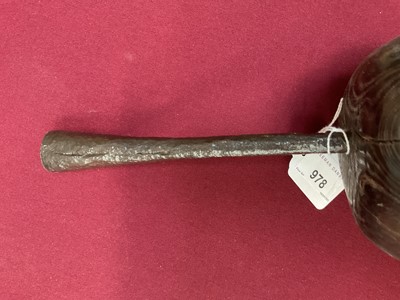 Lot 978 - Good 18th century wrought iron and elm candlestick