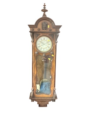 Lot 627 - Walnut cased Vienna regulator wall clock.