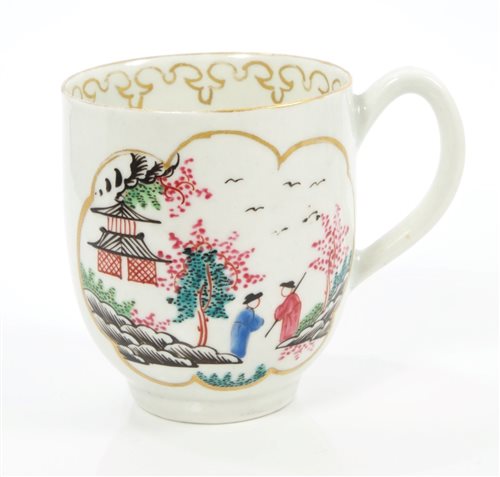 Lot 138 - 18th century Worcester coffee cup with notched...