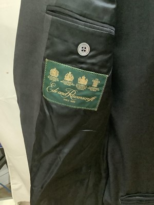 Lot 2120 - Ede & Ravenscroft wool and cashmere two piece suit in charcoal grey. Trousers have turn-ups. Jackett 44 L trousers 38 L.