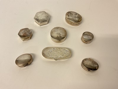 Lot 3 - Eight silver pill boxes