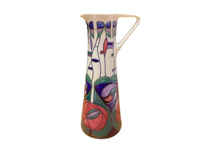 Lot 1142 - Moorcroft jug decorated in the Charles Rennie Macintosh tribute pattern, dated 95, 24cm high