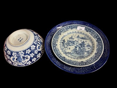 Lot 282 - 18th century Chinese blue and white plate, 19th century Chinese bowl, and another plate (3)