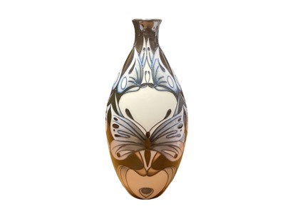 Lot 1143 - Moorcroft pottery Trial vase decorated in the butterfly and tears pattern, 24cm high