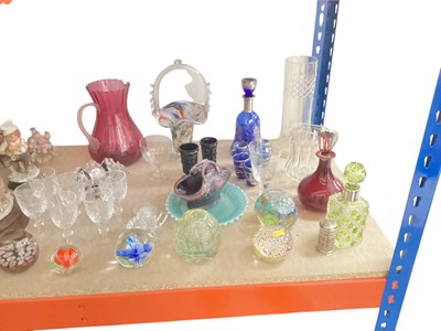 Lot 1342 - Two boxes of glassware including a silver collared bottle