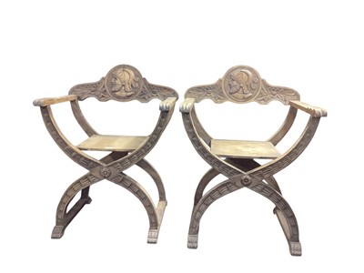 Lot 1294 - Pair of Continental X frame chairs