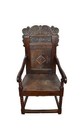 Lot Charles II oak wainscot chair