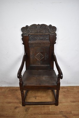 Lot Charles II oak wainscot chair