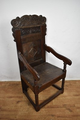 Lot Charles II oak wainscot chair