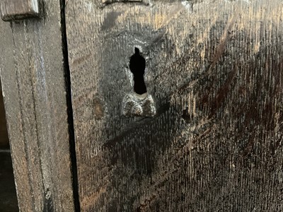 Lot 1532 - Rare Charles II oak two door mural cupboard