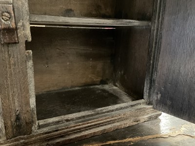 Lot 1532 - Rare Charles II oak two door mural cupboard