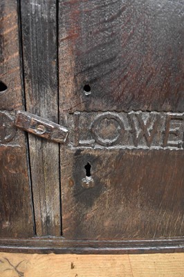 Lot Rare Charles II oak two door mural cupboard