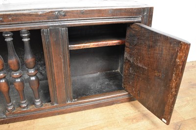 Lot 17th century style oak and fruitwood mural cupboard