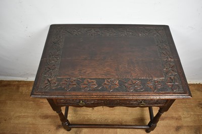 Lot 1534 - Late 17th century and later carved oak single drawer side table