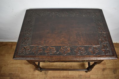 Lot 1534 - Late 17th century and later carved oak single drawer side table