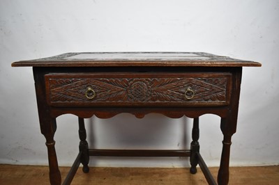 Lot 1534 - Late 17th century and later carved oak single drawer side table