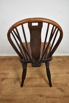 Lot Carolean leather upholstered oak side chair, together with an ash and elm Windsor chair