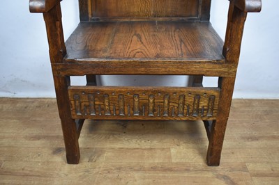 Lot Mediaeval revival oak throne chair