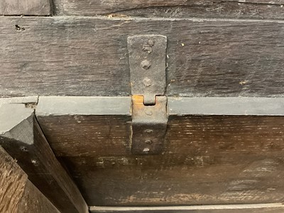 Lot 1539 - 17th century and later carved oak coffer