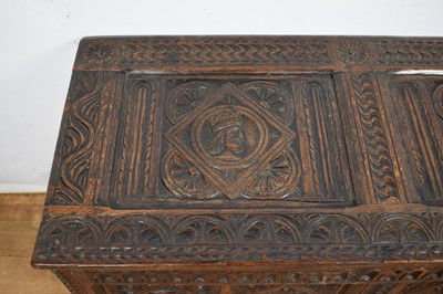 Lot 17th century and later carved oak coffer