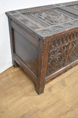 Lot 17th century and later carved oak coffer