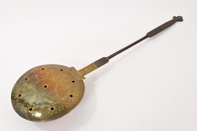 Lot 989 - Brass and copper chestnut roaster Ex. Bonhams, The Caspall Collection, 1st October 2014, lot 117.