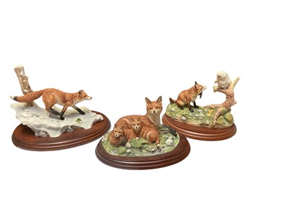 Lot 1174 - Three Border Fine Arts sculptures - Snowy Trail, Family Portrait and Fox with Owl