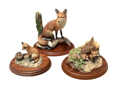 Lot 1176 - Three Border Fine Arts sculptures - Sitting Safe (with certificate) A Brand New World and Fox Cub & Hedgehog