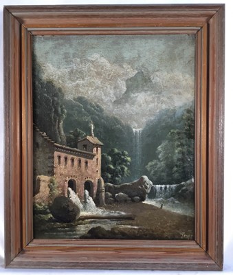 Lot 56 - Raimondo Scoppa (1820-1890) oil on canvas, mountain landscape, framed